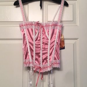 Pink and white satin bustier